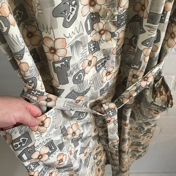 Vintage 80s Midi dress Floral print Mosaïc Grandma Grannycore XXL - Picture 5 of 13